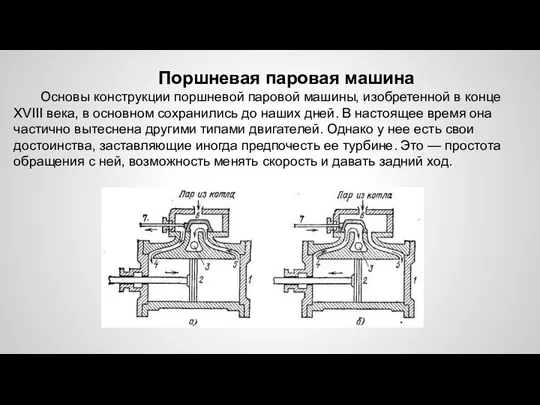 Поршневая паровая машина Основы конструкции поршневой паровой машины, изобретенной в конце