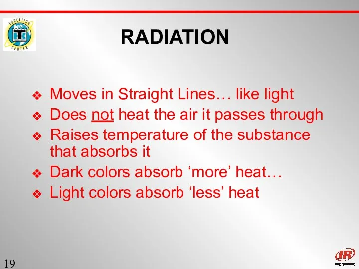 Sect. 1 RADIATION Moves in Straight Lines… like light Does not