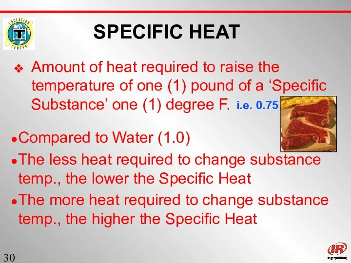 Sect. 1 SPECIFIC HEAT Amount of heat required to raise the