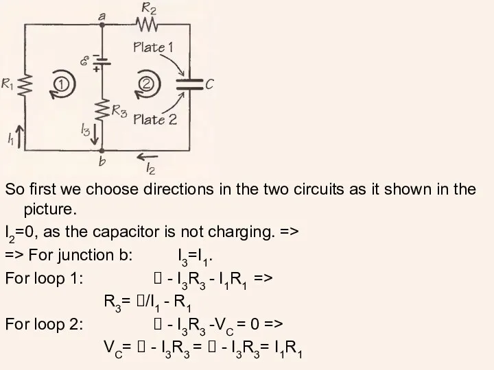 So first we choose directions in the two circuits as it