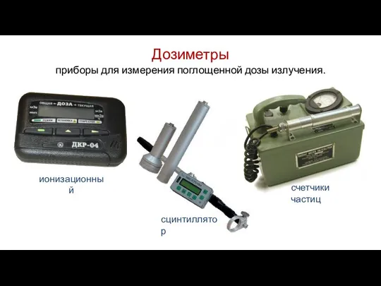 Дозиметры приборы для измерения поглощенной дозы излучения. ионизационный счетчики частиц сцинтиллятор