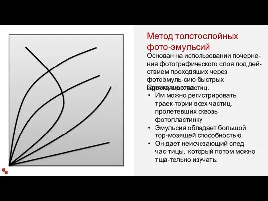 Метод толстослойных фото-эмульсий Основан на использовании почерне-ния фотографического слоя под дей-ствием