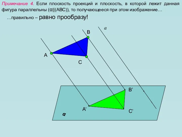 Примечание 4. Если плоскость проекций и плоскость, в которой лежит данная