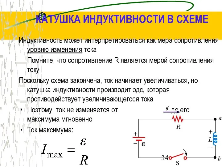 КАТУШКА ИНДУКТИВНОСТИ В СХЕМЕ Индуктивность может интерпретироваться как мера сопротивления уровню