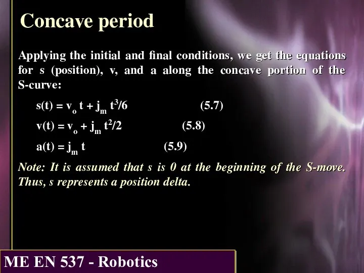 Concave period Applying the initial and final conditions, we get the