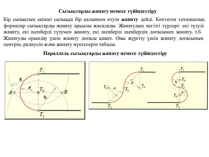 Сызықтарды жанату немесе түйіндестіру Бір сызықтың екінші сызыққа бір қалыппен өтуін