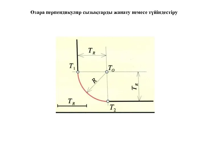 Өзара перпендикуляр сызықтарды жанату немесе түйіндестіру