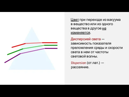 Цвет при переходе из вакуума в вещество или из одного вещества