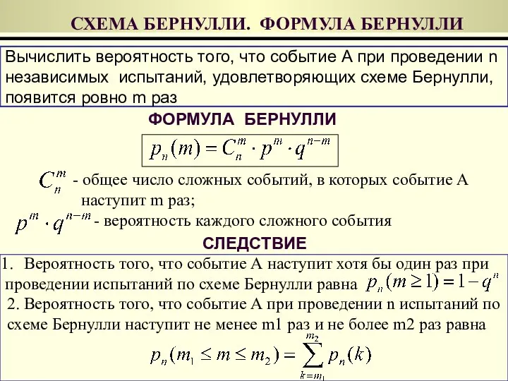 Вероятность того, что событие А наступит хотя бы один раз при