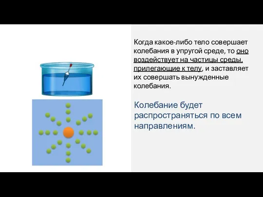 Ког­да какое-либо тело совершает колебания в упругой среде, то оно воздей­ствует