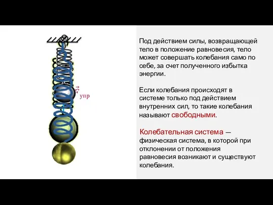 Под действием силы, возвращающей тело в положение равновесия, тело может совершать