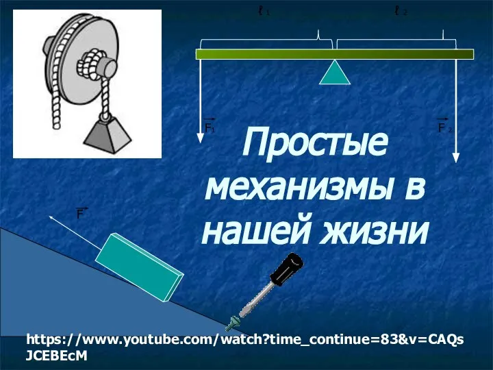 Простые механизмы в нашей жизни https://www.youtube.com/watch?time_continue=83&v=CAQsJCEBEcM