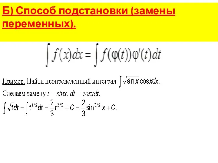 Б) Способ подстановки (замены переменных).