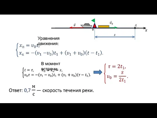 Уравнения движения: В момент встречи: