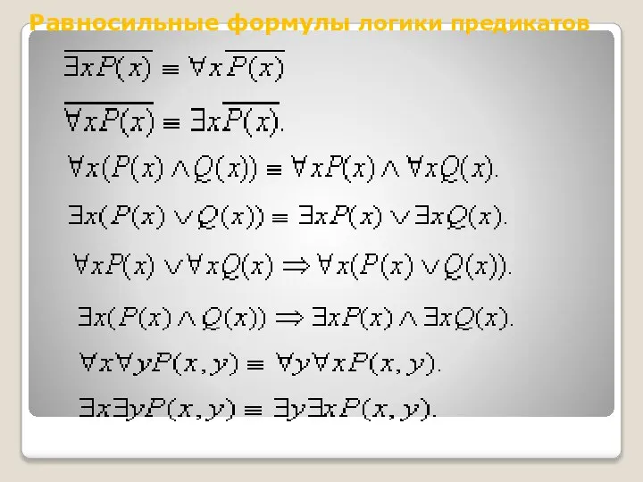 Равносильные формулы логики предикатов