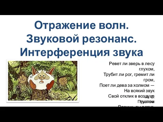 Отражение волн. Звуковой резонанс. Интерференция звука Ревет ли зверь в лесу