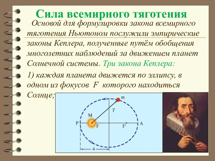 Сила всемирного тяготения Основой для формулировки закона всемирного тяготения Ньютоном послужили