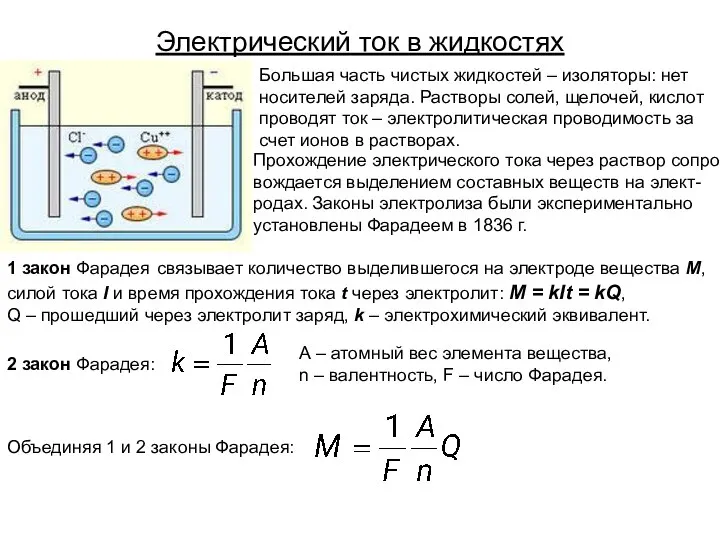 Электрический ток в жидкостях Большая часть чистых жидкостей – изоляторы: нет