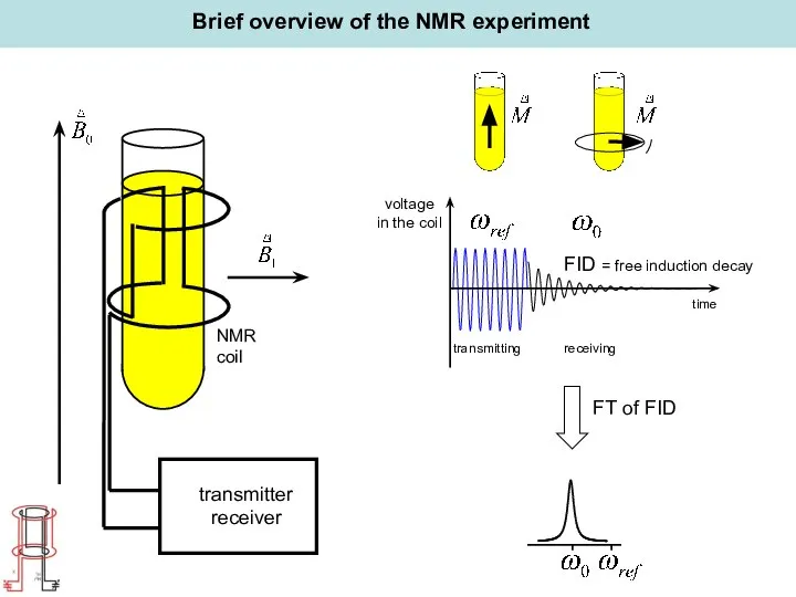 Brief overview of the NMR experiment transmitting receiving voltage in the