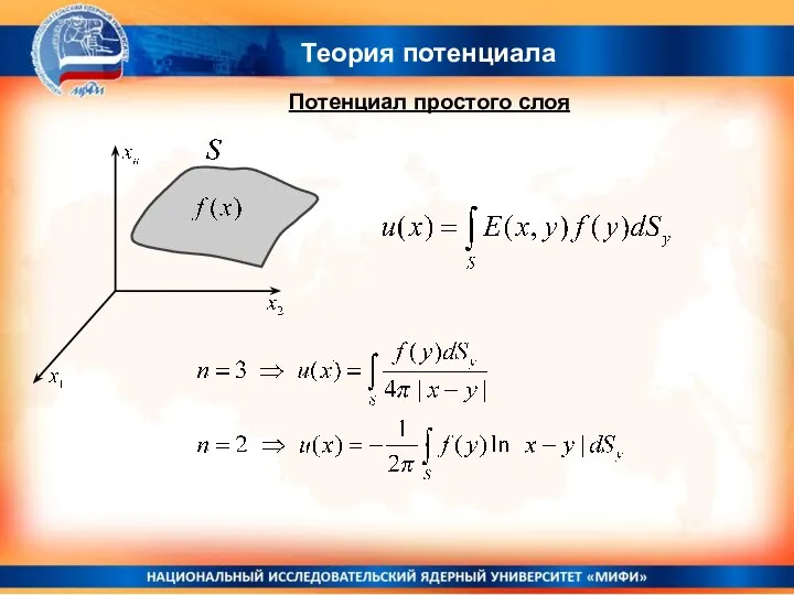 Теория потенциала Потенциал простого слоя