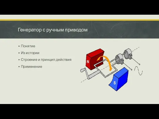 Генератор с ручным приводом Понятие Из истории Строение и принцип действия Применение