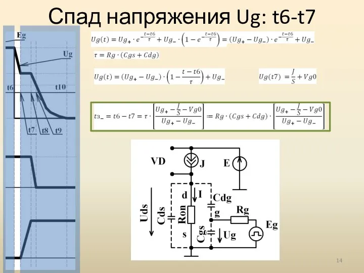 Спад напряжения Ug: t6-t7