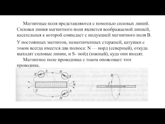 Магнитные поля представляются с помощью силовых линий. Силовая линия магнитного поля