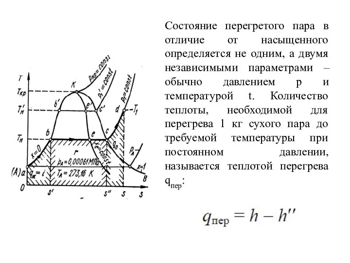 Состояние перегретого пара в отличие от насыщенного определяется не одним, а