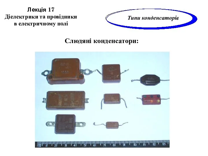 Лекція 17 Діелектрики та провідники в електричному полі Слюдяні конденсатори: