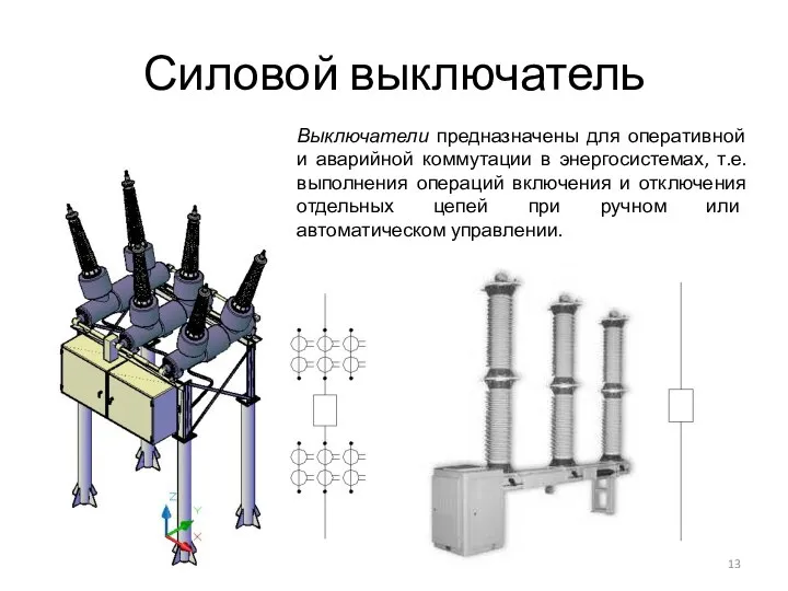 Силовой выключатель Выключатели предназначены для оперативной и аварийной коммутации в энергосистемах,