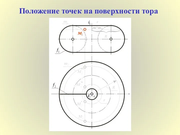 Положение точек на поверхности тора