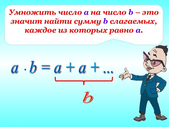 Умножить число а на число b – это значит найти сумму