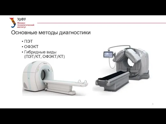 Основные методы диагностики ПЭТ ОФЭКТ Гибридные виды (ПЭТ/КТ, ОФЭКТ/КТ)