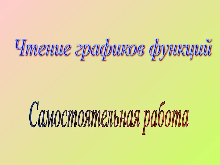 Чтение графиков функций Самостоятельная работа