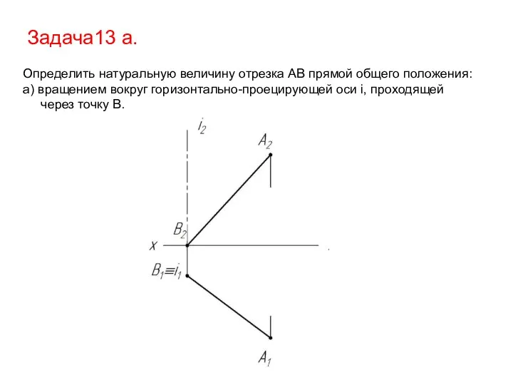 Задача13 а. Определить натуральную величину отрезка АВ прямой общего положения: а)
