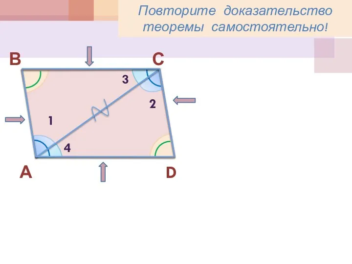 А С В D 1 2 3 4 Повторите доказательство теоремы самостоятельно!