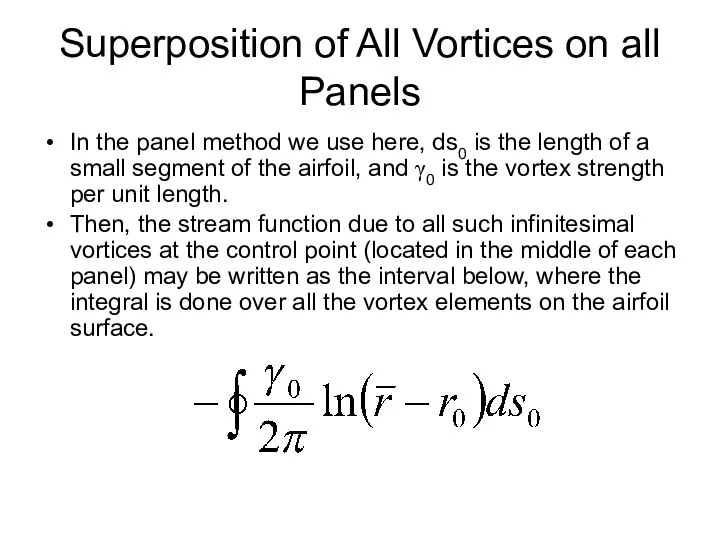 Superposition of All Vortices on all Panels In the panel method