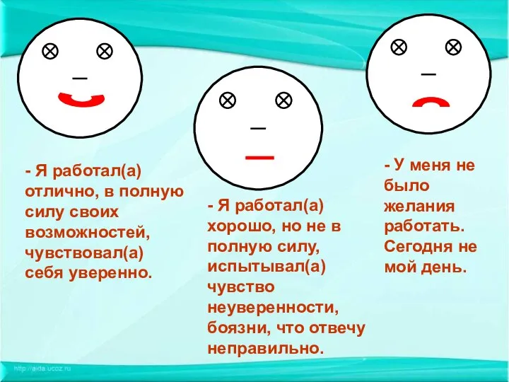 - Я работал(а) отлично, в полную силу своих возможностей, чувствовал(а) себя