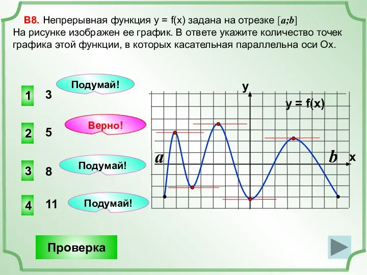 1 4 3 3 В8. Непрерывная функция у = f(x) задана