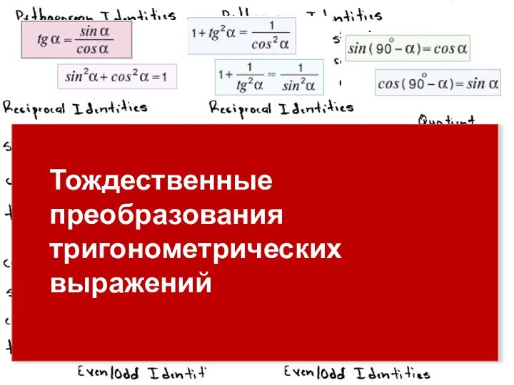 Тождественные преобразования тригонометрических выражений