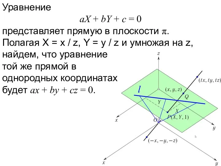 l Уравнение aX + bY + c = 0 представляет прямую