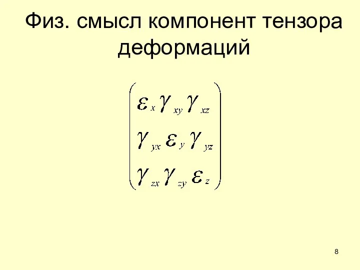 Физ. смысл компонент тензора деформаций