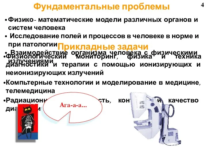 4 Фундаментальные проблемы Физико- математические модели различных органов и систем человека