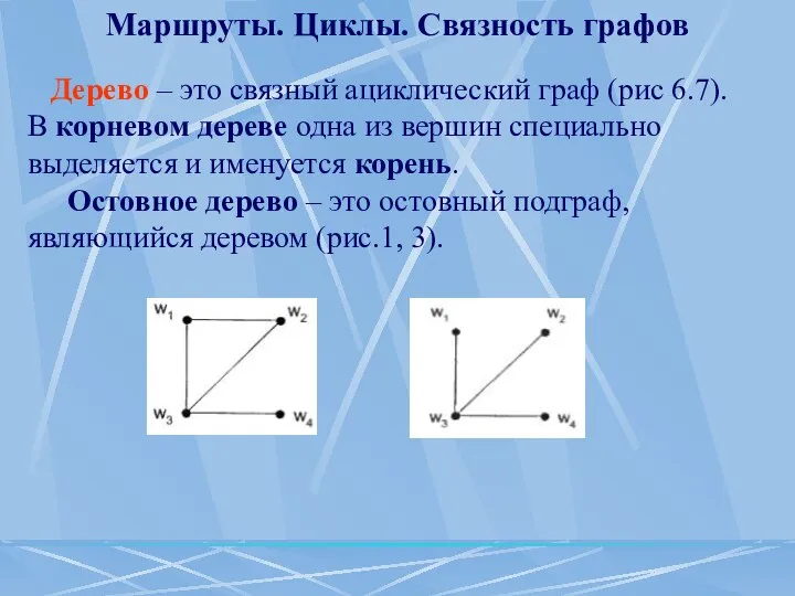 Дерево – это связный ациклический граф (рис 6.7). В корневом дереве