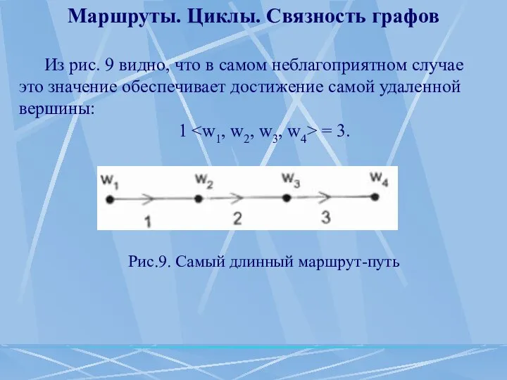 Маршруты. Циклы. Связность графов Из рис. 9 видно, что в самом