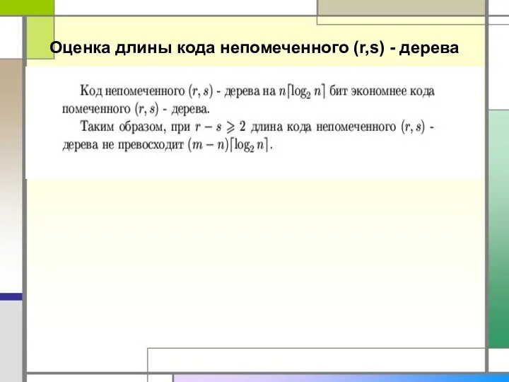 Оценка длины кода непомеченного (r,s) - дерева