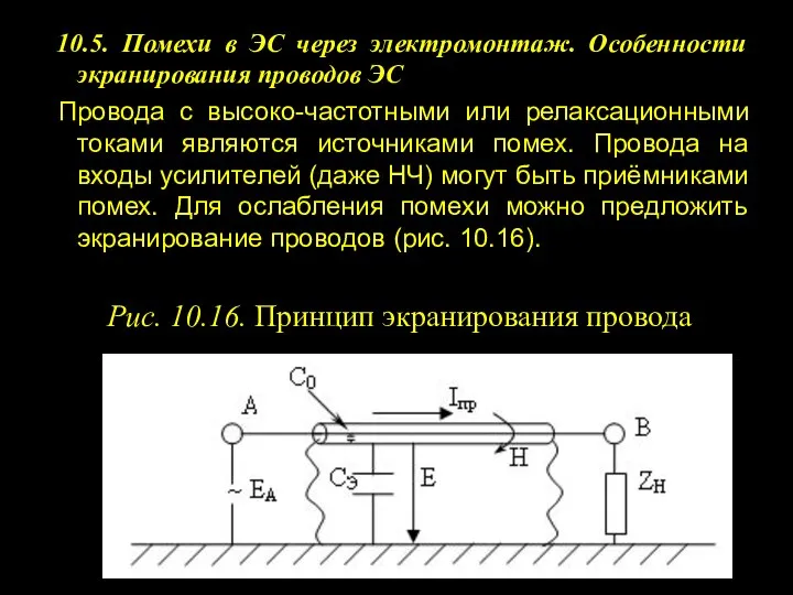 10.5. Помехи в ЭС через электромонтаж. Особенности экранирования проводов ЭС Провода