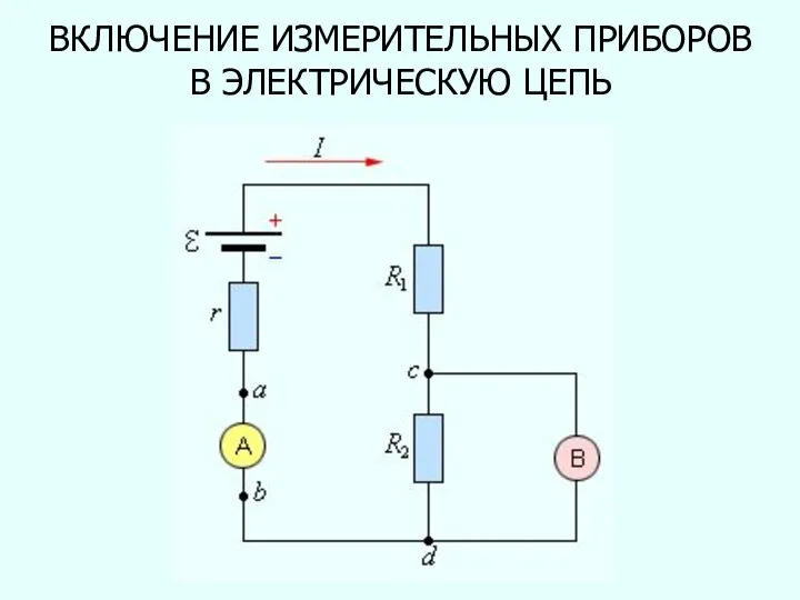 ВКЛЮЧЕНИЕ ИЗМЕРИТЕЛЬНЫХ ПРИБОРОВ В ЭЛЕКТРИЧЕСКУЮ ЦЕПЬ