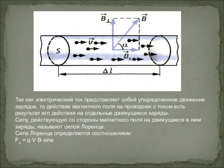 Так как электрический ток представляет собой упорядоченное движение зарядов, то действие