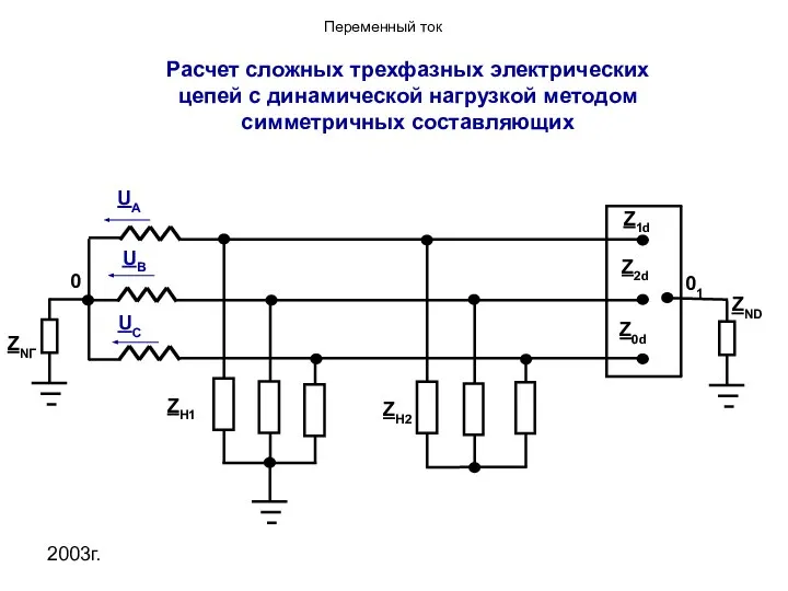 2003г. Расчет сложных трехфазных электрических цепей с динамической нагрузкой методом симметричных составляющих